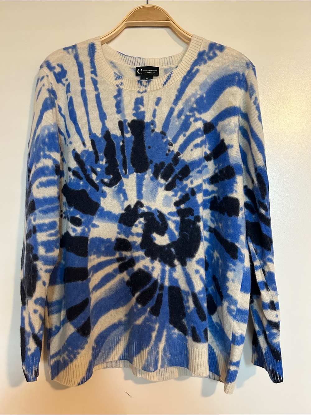 C by Bloomingdale's Women's Blue Tie-Dye Crewneck Sweater - Sz XL